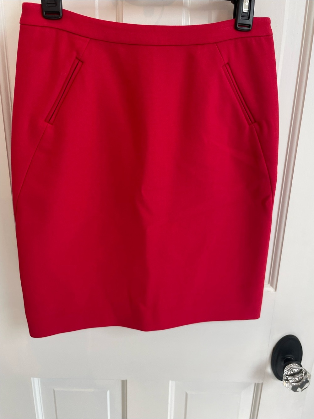 LOFT Bright Red Pencil Skirt with Front Welt Pockets